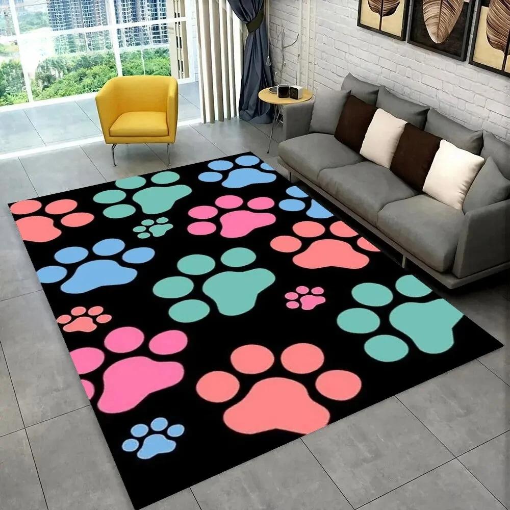 Pets Footprint Sole Series 3D Area Rug Large, Kids Non-slip Floor Mat Carpet Rug for Living Room Bedroom Sofa Doormat Decoration