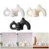 3Pcs Ceramic Flower Vase Abstract Home Desktop Display Entryway Planter Beige White