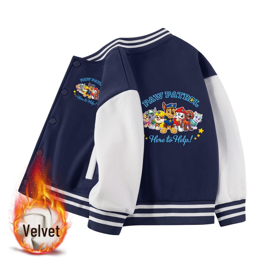 Paw Patrol Kids' Spring & Autumn Jackets: 2024 Thickened Baseball & Fleece Cardigan for Boys and Girls