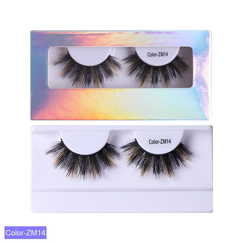 3D 6D Fluffy False Color Eyelashes Natural Full Strip Colored Makeup Cosplay Faux Mink Eyelashes