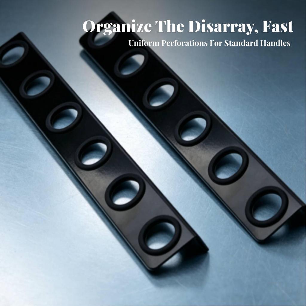 Hand Tool Storage Rack Black with Spacers Wall-Mounted for Workshop