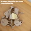 6Pcs Coat Hooks Towel Hangers Strong Load-bearing Easy To Install Self-Adhesive Wooden Cartoon Animal Wall Hooks