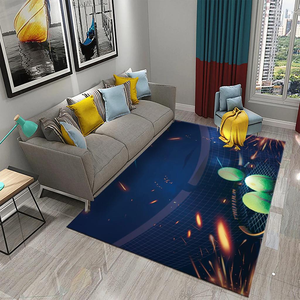 Lustiger Sport Tennis Teppich für Schlafzimmer Badezimmer Weich Rutschfest Tennisplatz Indoor Bodenmatte Kinder Jungen Ballspiel Wohnzimmer Teppiche