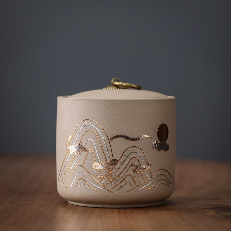 High-grade Rough Pottery Tea Sealed Jar Home Flower Tea Dried Fruit Moisture-proof Storage Cans Small Size Tea Packaging Caddy