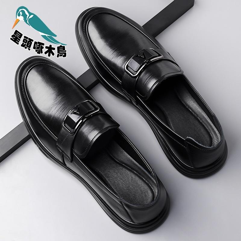 2025 autumn new leather Doudou casual shoes men's business versatile one-pedal leather shoes
