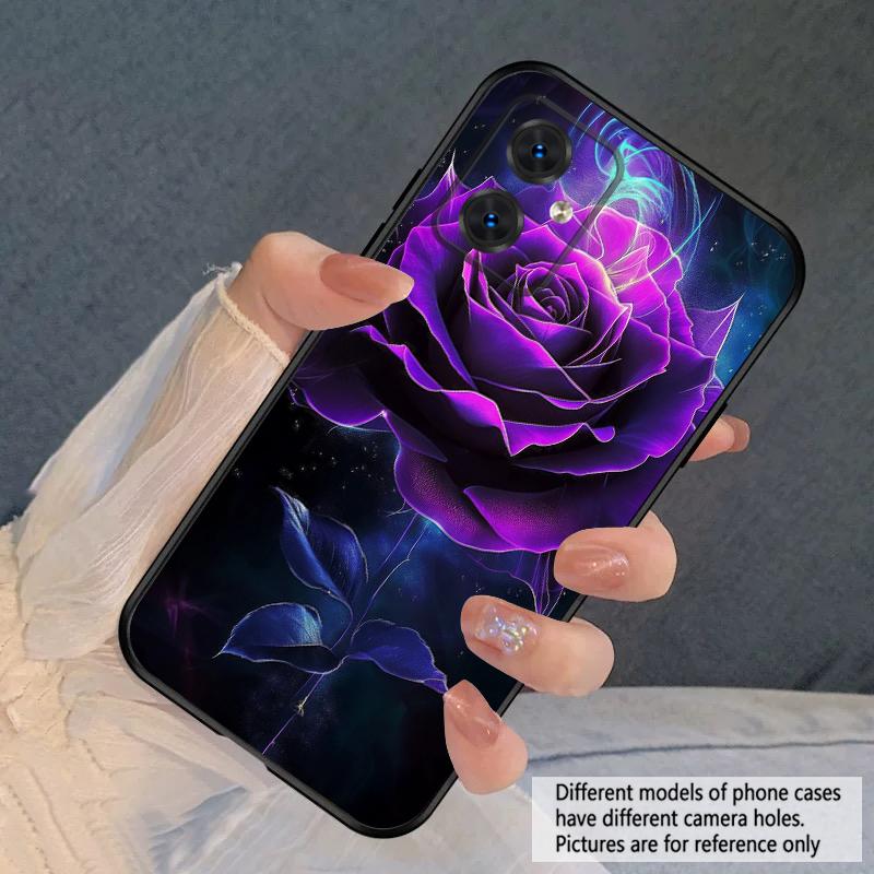 Dark Purple Rose For Moto Edge 40 50 Neo 5G E 14 15 G04 G05 4G G24 G34 G35 G54 POWER G55 G75 G84 85 silicone soft phone case