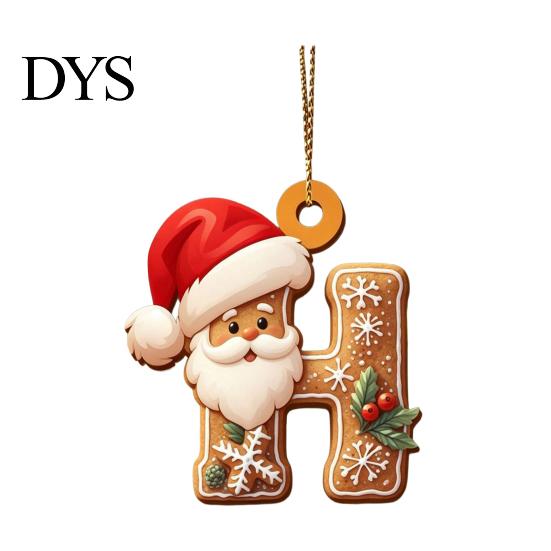 Reusable Acrylic Snowflake Berry Ornaments 2D Flat Christmas Ornaments, Gingerbread Letter Pendant with Santa Claus, Decorative Cookie Initial