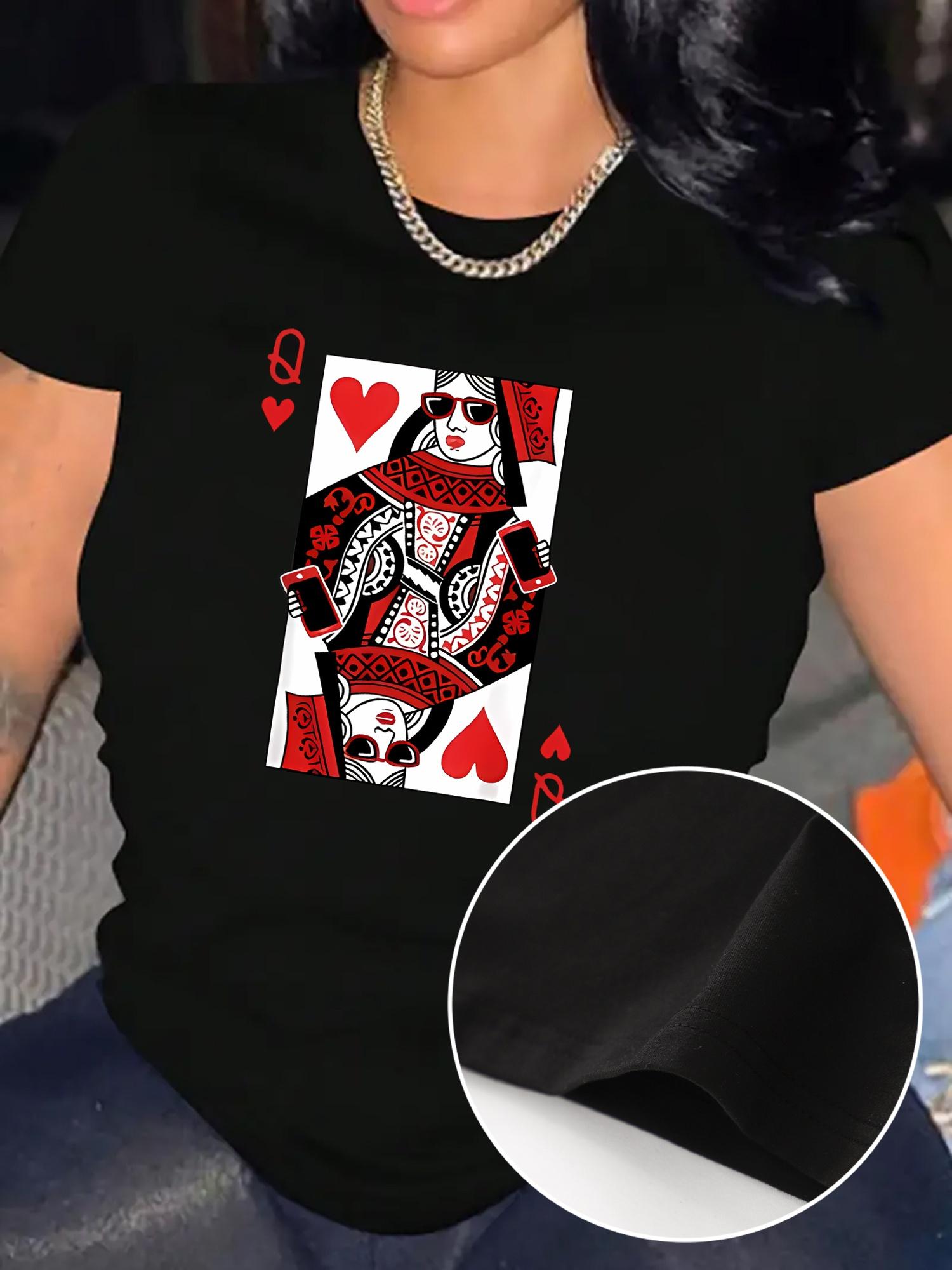 Queen of Hearts Playing Card Graphic T-shirt S