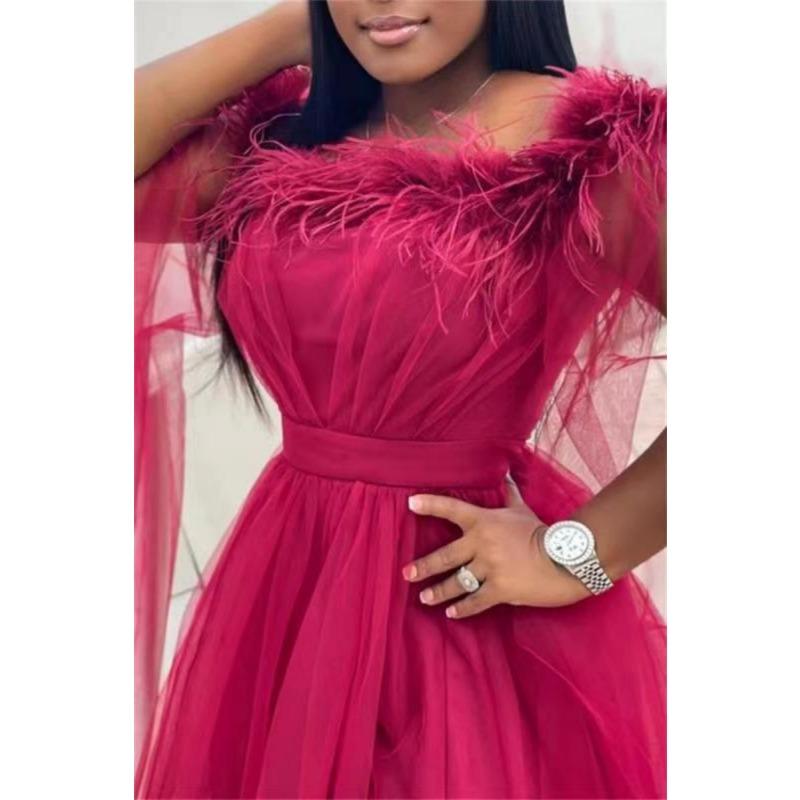 Plus Size Party Dress Spring and Summer Women's Evening Dress Loose Swing Mesh Dresses