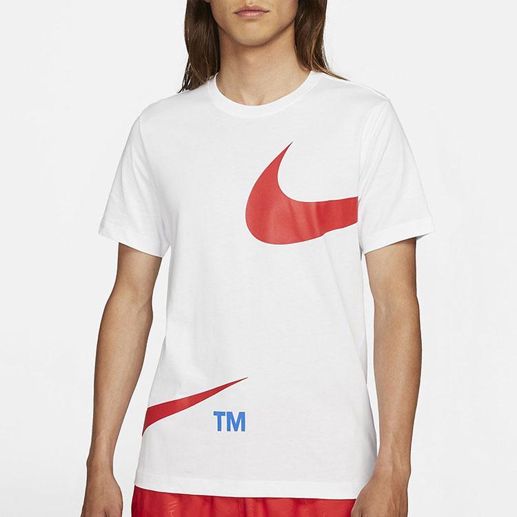 Nike Sportswear Double Swoosh Large Logo Print Crew Neck Short Sleeve T-Shirt Men Tops White DD3350-100