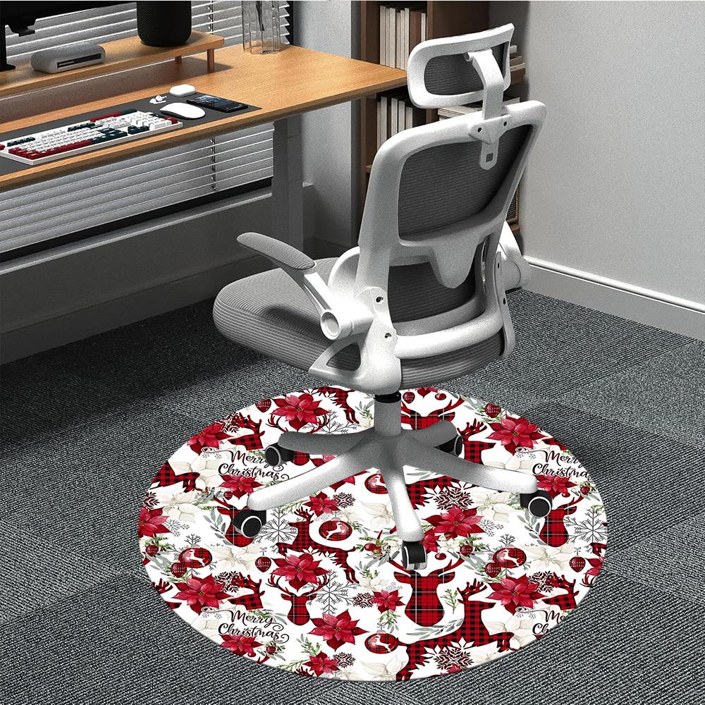 1pc Christmas Deer Decorations Chair Carpet for Office Non Slip, Lightweight, Machine Washable Rug for Office Holiday Decor