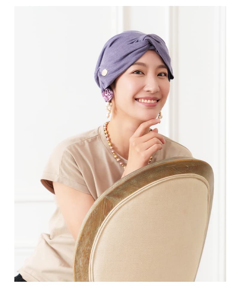 MY Medical Care for Hair Magique Hat Jean [KISS LIFE] Hat, Hat, Women's, Cute, Stylish, Cancer, Loss, Chemotherapy, (Turban Style) (Purple)