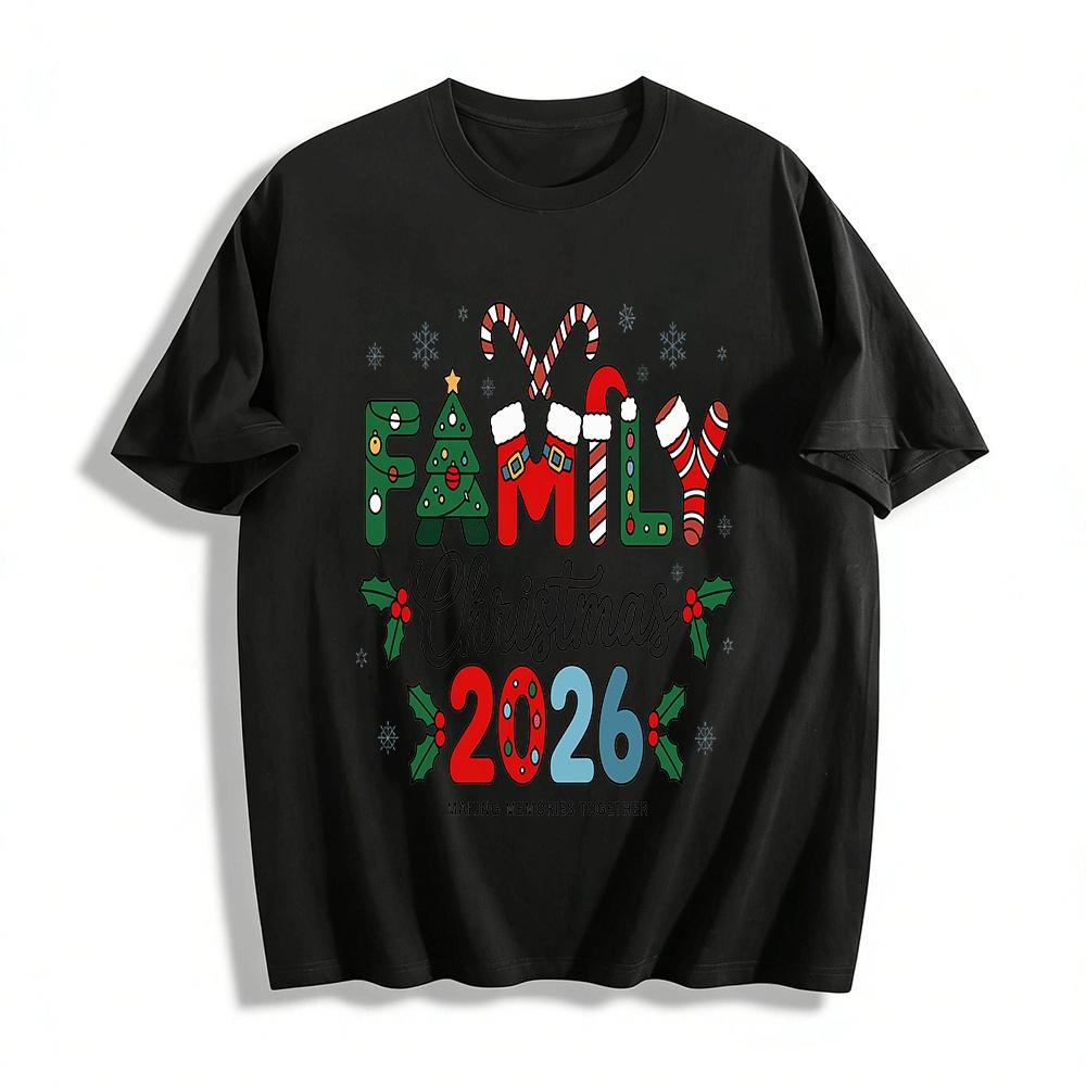 Family Christmas 2026 Making Memories Together Holiday Top Pure cotton T-shirt XXS