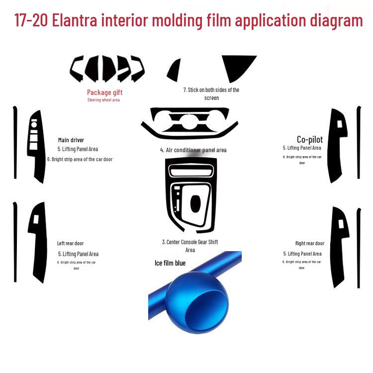 Carbon Fiber Center Console Gear Stickers for 2017-2020 Elantra Interior Enhancement