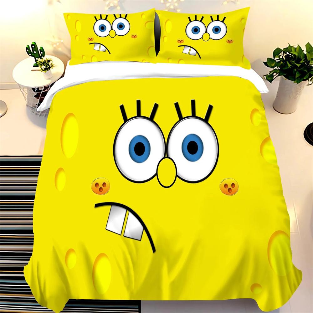SpongeBob SquarePants Duvet Cover Set, Boy and Girl Duvet Cover Pillowcase, Cute Set, King Size Bedding Set 2/3 Piece Set