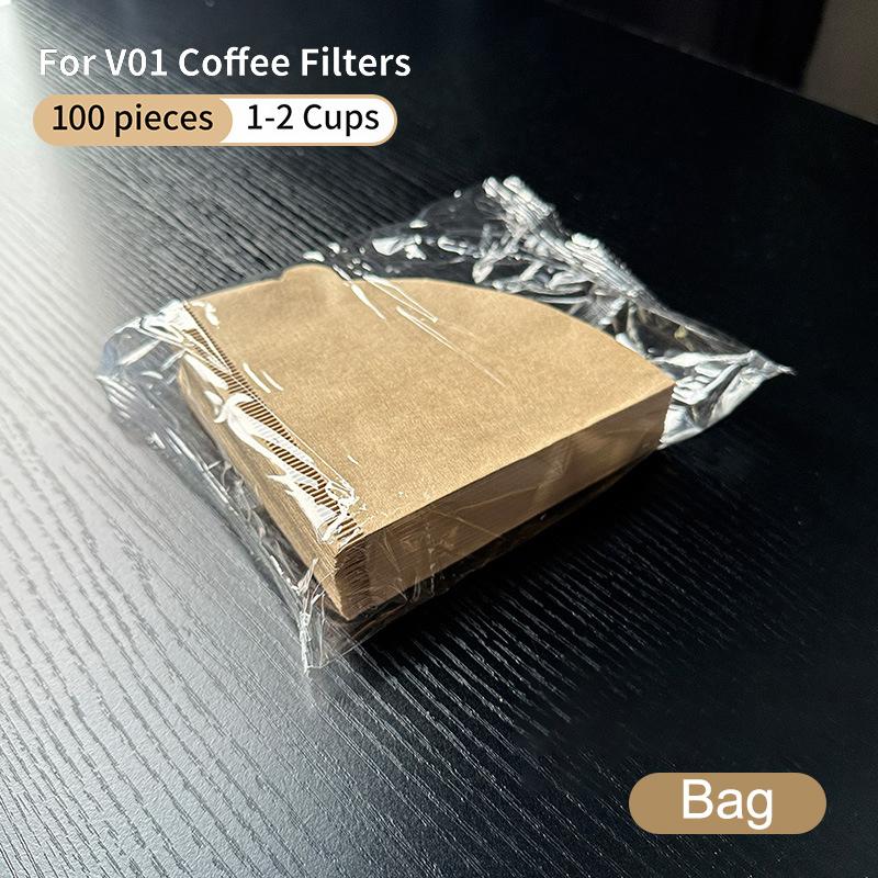 

Disposable V Shaped Coffee Filter Paper 100 Sheets Natural Unbleached High Permeability Cone For Hand Drip Coffee Machine