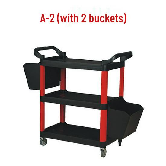 Three-Layer Multi-Functional Hand Push Cart for Auto Detailing and Car Wash Storage.