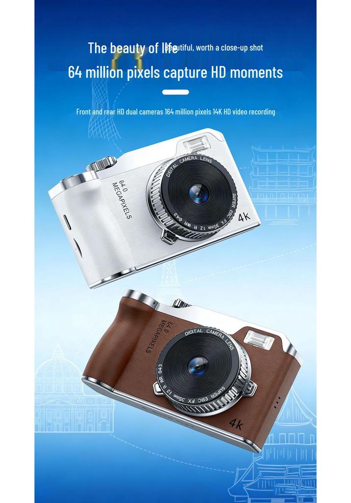 HD Pixel Dual Selfie Retro Mini Mirrorless Camera for Students