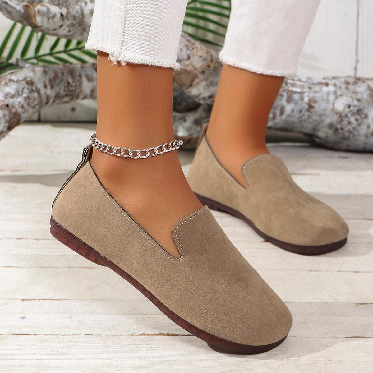 Повседневные лоферы женские из коровьей замши, с круглым носком, для ежедневной носки, мягкие, слипоны, обувь для ходьбы, женские, удобные, для офиса, для поездок на работу, балетки, женские 43