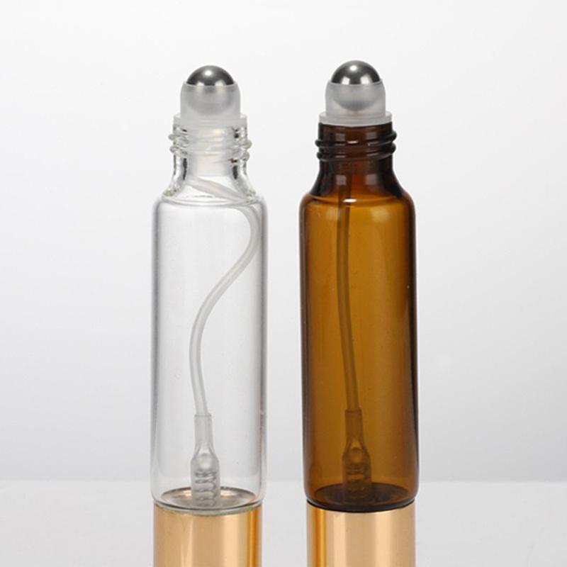 10Ml Double-Headed Perfume Glass Bottle Rolling And Mist Spray Aluminum Nozzle Glass Bottles Refillable Empty Fragrance Atomizer