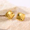 Gold Colro Stainless Steel Square Rhombus Earrings Arch Shape Pierce Stud