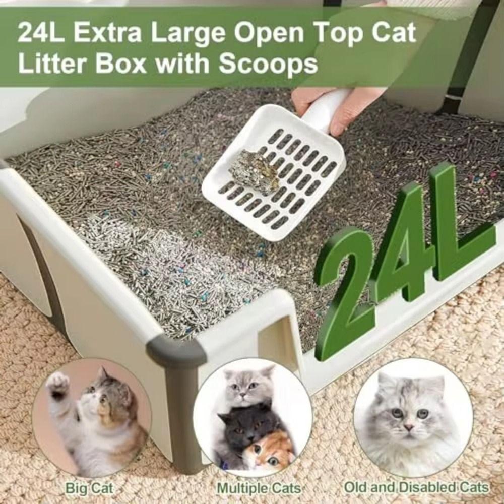 High Sides Collapsible Travel Cat Toilet Splashproof Semi-Closed Litter Box with Scoop  Home