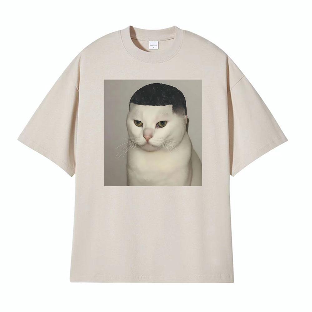 Funny Haircut Unhinged Cat Meme Printed T Shirt Unisex Women Casual Cotton High Quality Tshirts Fashion Cool Classic Humor Tshirt