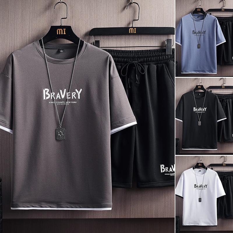 

MAITA Мужской повседневный спортивный костюм с короткими рукавами и футболкой XXL серый