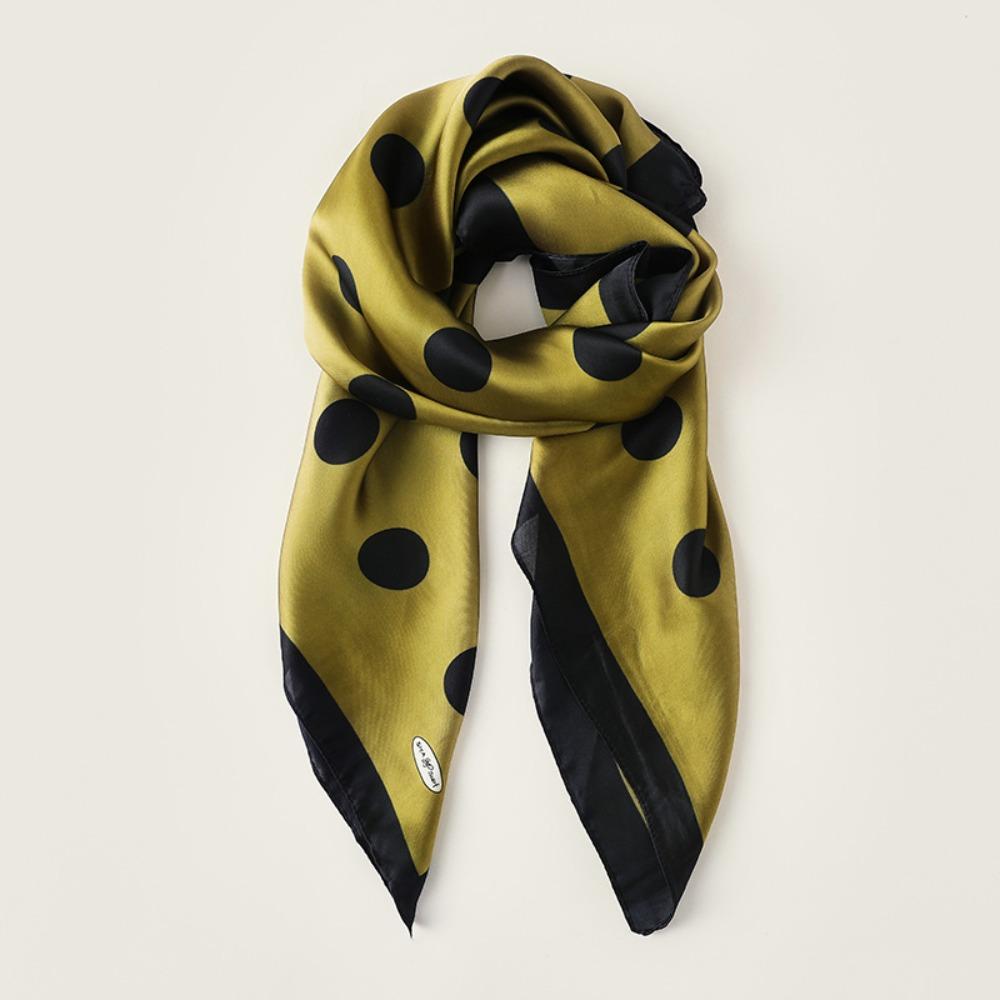 Soft Women's Silk Scarf 90cm Hijab Shawl Wraps Simple Dot Print Silk Scarf  Headkerchief