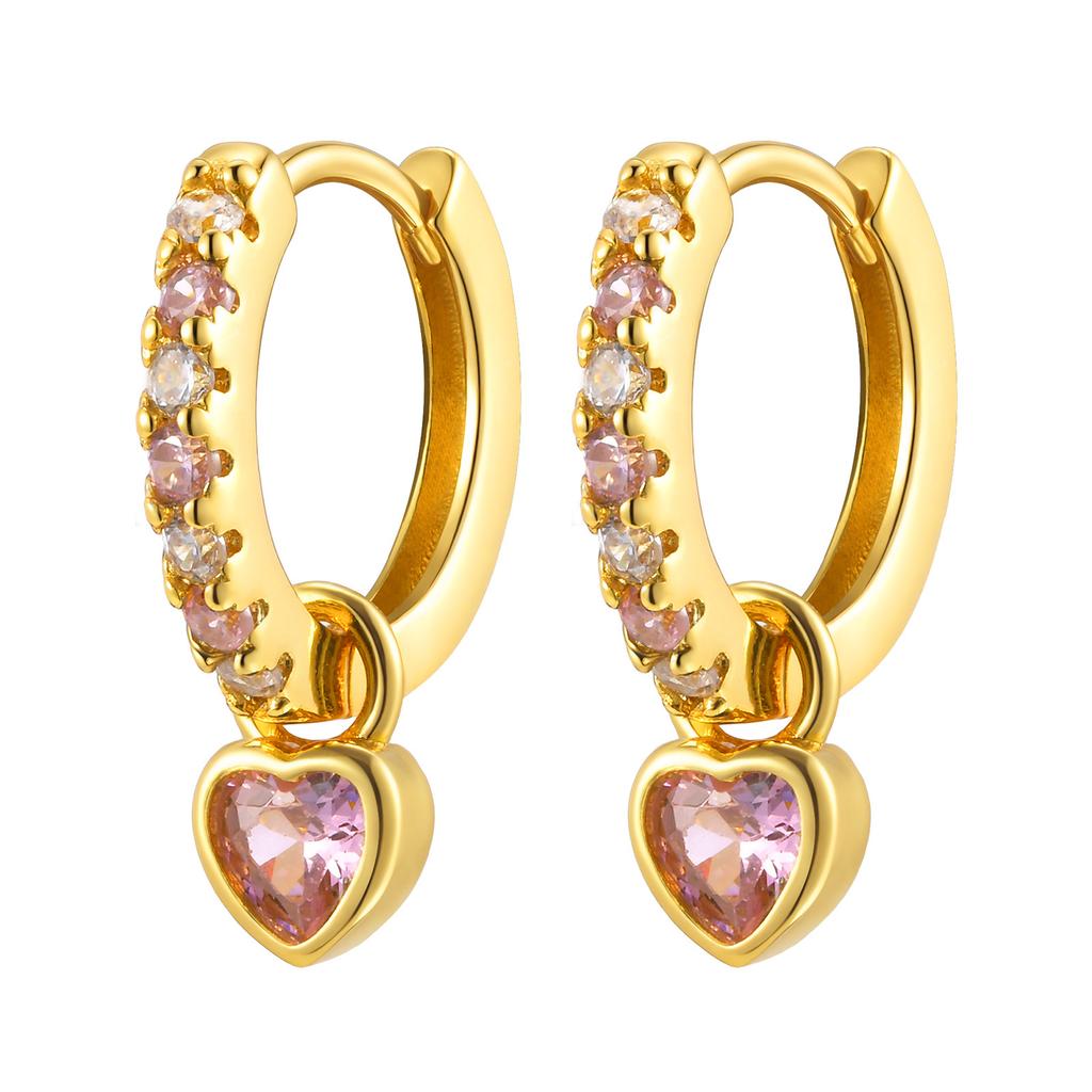 Women's Small Huggie Hoop Earrings, Heart Cubic Zirconia Dangle Earring,fashion Puncture Jewelry Ear Accessories