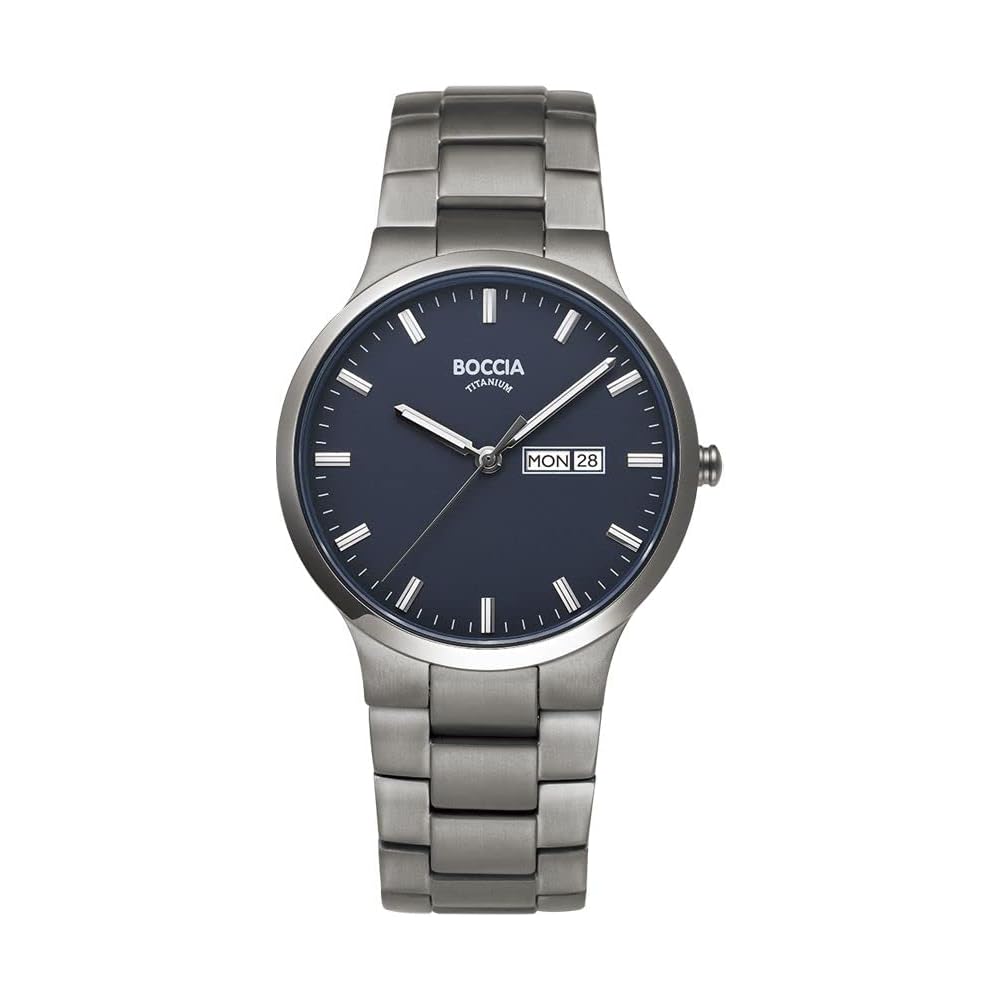 Мужские часы BOCCIA TITANIUM, полностью титановые, гипоаллергенные, темно-синие/серебристые, 3649-02 [Официальный японский продукт]