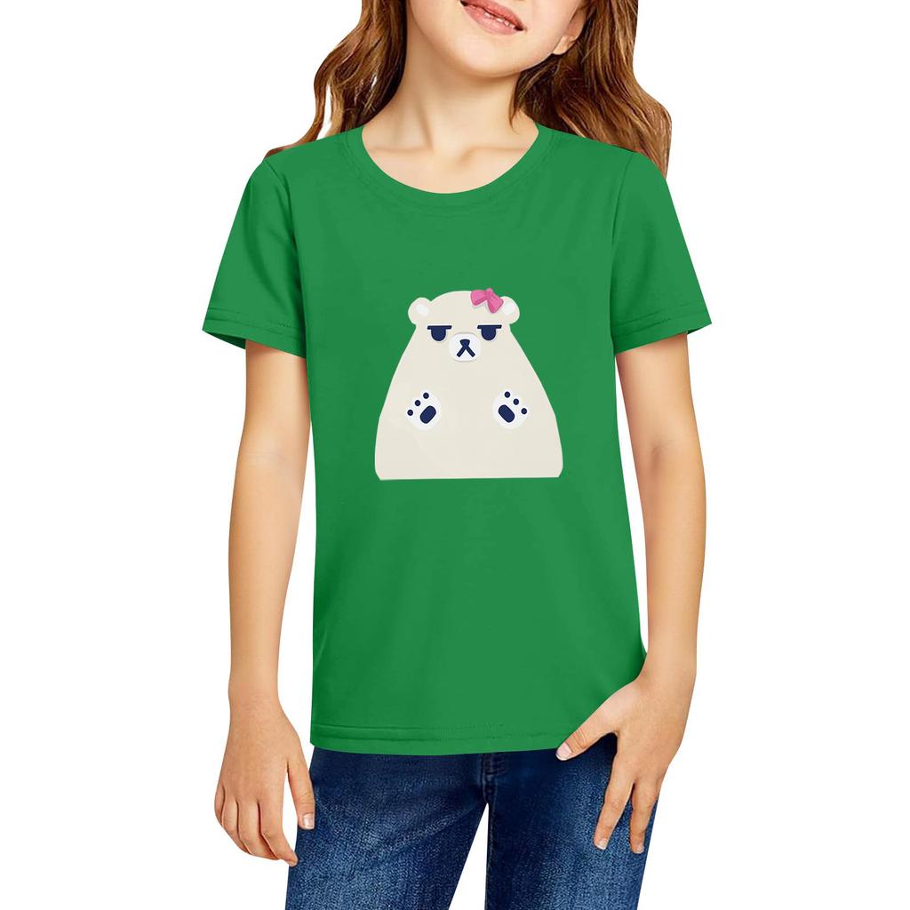 Fashionable Round Neck Short Sleeve Work Clothes Printed Tops For KID Summer Tops