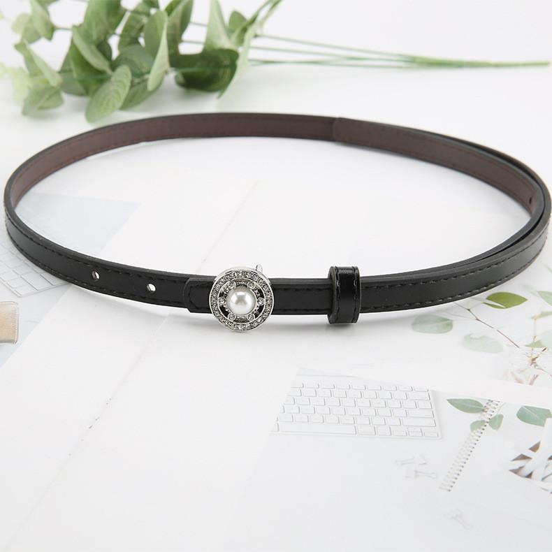 

Versatile Women s Waist Belt With Pearl And Rhinestone Buckle Silvery