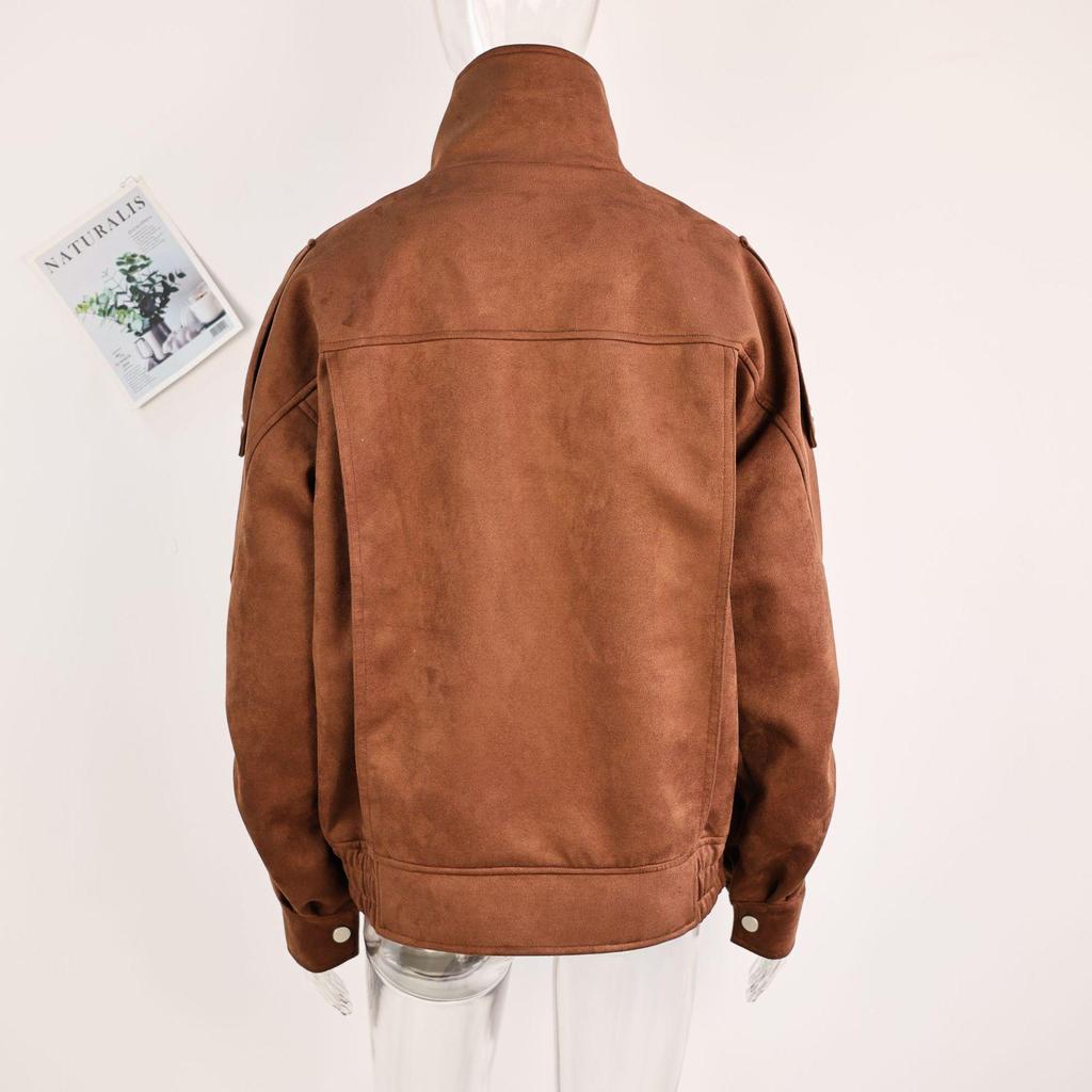 2024 Y2K Retro Braune Kurze Lockere Jacke für Damen - Frühling & Herbst Kollektion