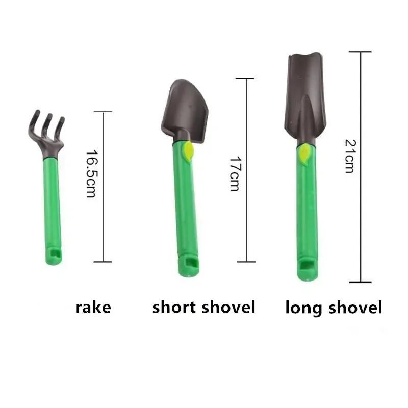 3PCS Kids Gardening Tools Kit Plastic/Wooden Safe Gardening Tools Succulent Shovel Planting Flower Shovel Rake Safety Toy