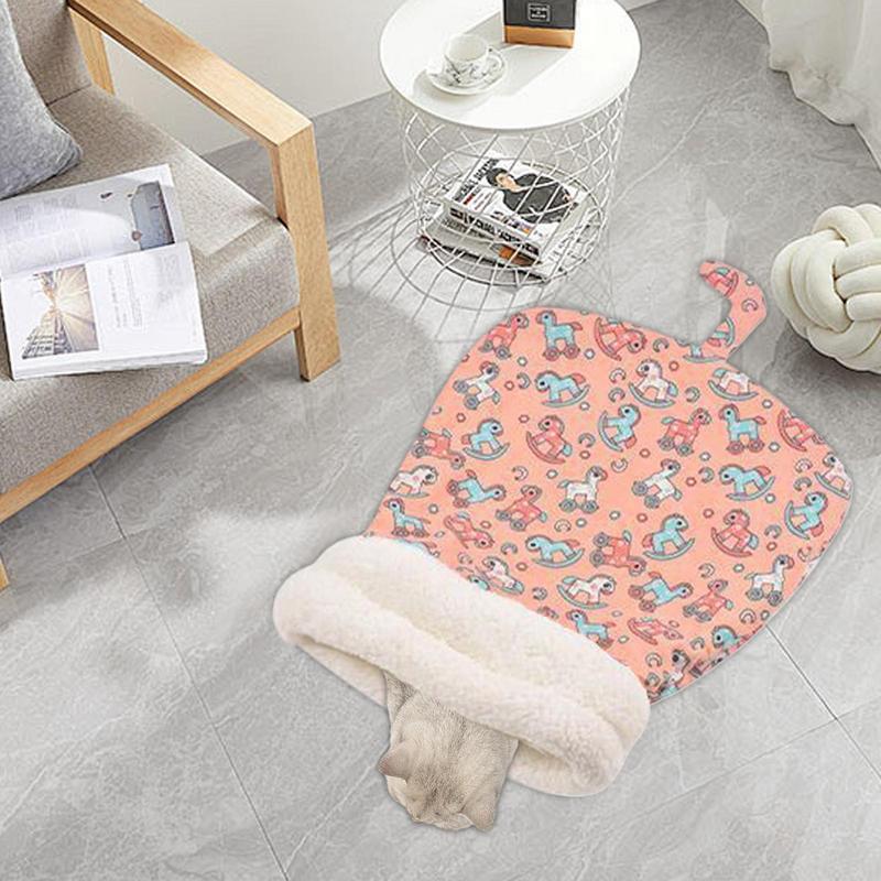 Cat Bed Cave Sleeping Bag Kitten Warming Pad Sack Bag Windproof Cat Sack Plush Puppy Cave Cushion for Cats Dogs Puppy Pets