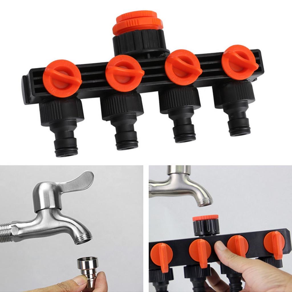 4 Way Tap Connector Garden Manifold Hose Pipe Splitter Adapter Water Faucet