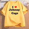 I Love Johnny Cage Men's Cotton T-shirt Short Sleeves Unisex Man Clothing Streetwear Graphic T Shirts Oversized Male Clothes
