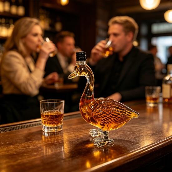 Decantador de Cristal Tallado de Ganso, Decantador de Whisky Tallado 3D con Tapón, Botella Decorativa para Licores para Barra de Casa, Regalo Único para Hombres