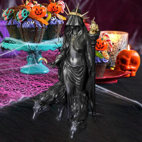 Hekate Niktipolos Statue Magic Greek Goddess Witch Figurine Lightbringer or Morning Star Resin Sculpture for Home Decor