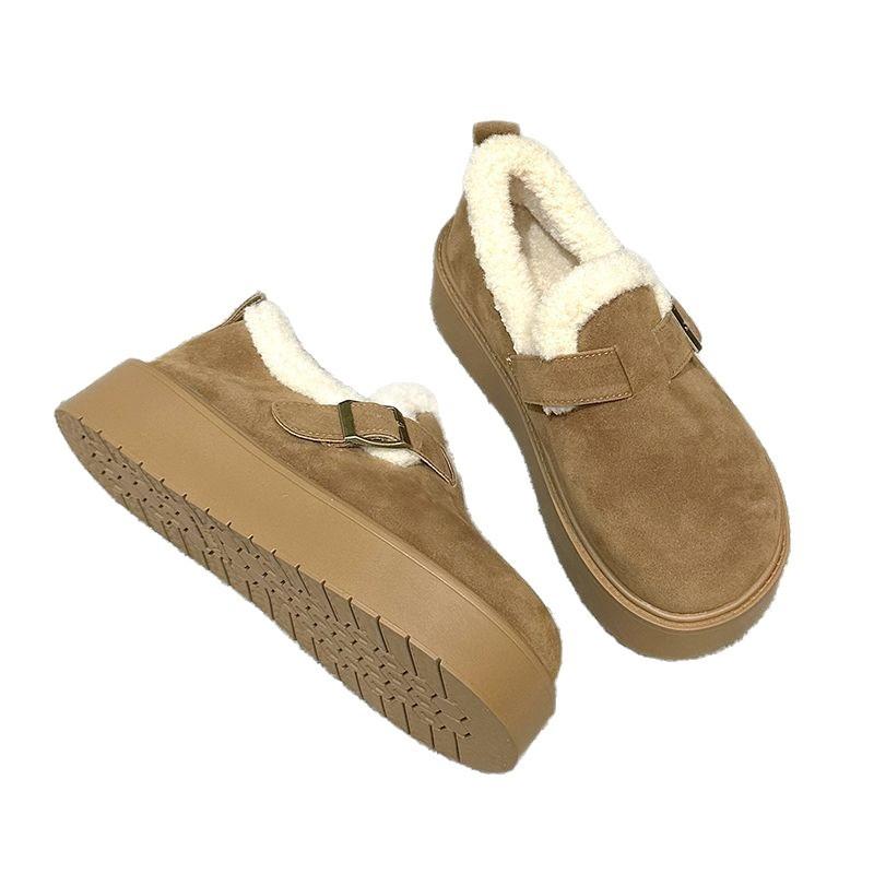 Thick-soled Boken Shoes, Women's Fleece and Thickened Snow Boots, New Women's Shoes, Cotton Shoes