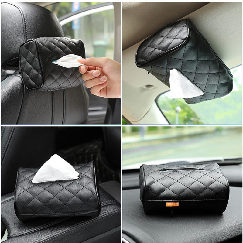 PU Leather Tissue Box Napkin Holder Auto Paper Cover Organizer Towel Holder for Bathroom Car Room Car-styling