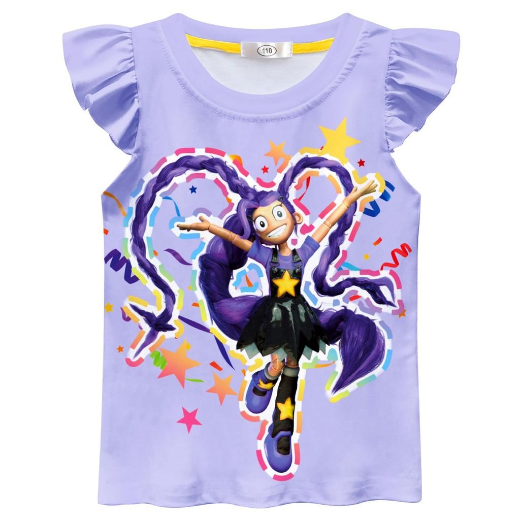86150 3pcs/sets Kids Girls Lily Lovebraids Printed Ruffle T-Shirt Pleat Skirt Set