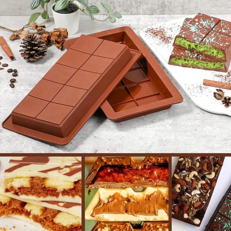 Silikon Çikolata Bar Kalıpları – Dikdörtgen, Kolay Çıkarılabilir, Protein Barlar, Mum Eriyikleri ve Hediyeler için Dayanıklı