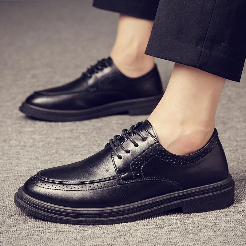 Fashion Men's Dress Formal Calfskin Leather Shoe Men Business Casual Men Fashion Breathable Shoes British Casual Lace Up Single Leather