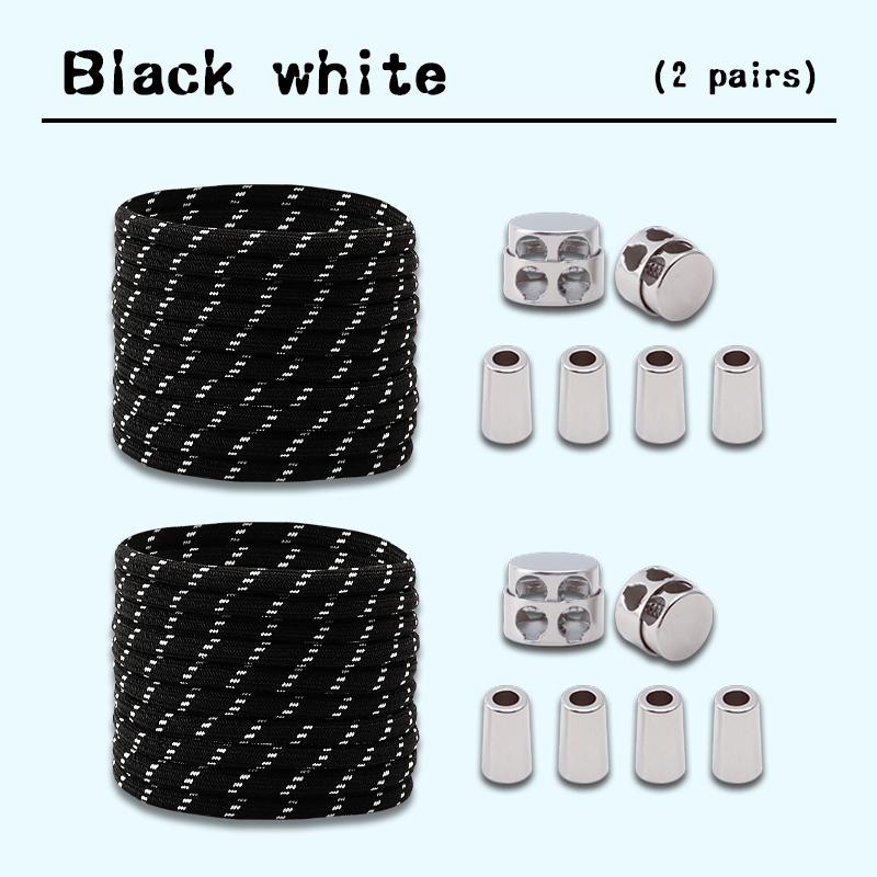 2Set Elastic Laces Sneakers Spring Lock Shoe Laces Without Ties Metal Buckle Laces Round No Tie Shoelaces Shoes Accessories