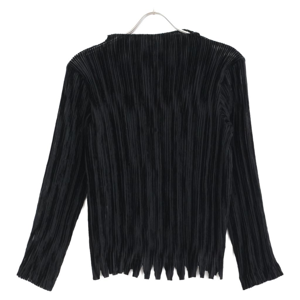 ISSEY MIYAKE Black IM24FJ981 Pleated Long Sleeve Top Rayon Polyester tops 2 blackUsed