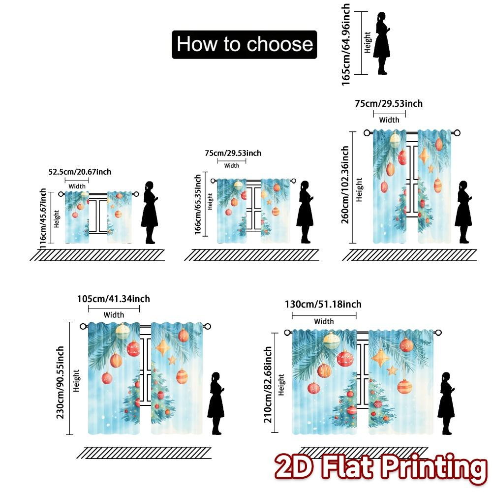 2pcs,Curtains Christmas Ornaments Winter Tree (2) Modern Pattern Curtains Durable Polyester Curtains Art Deco Festive Ldeal for