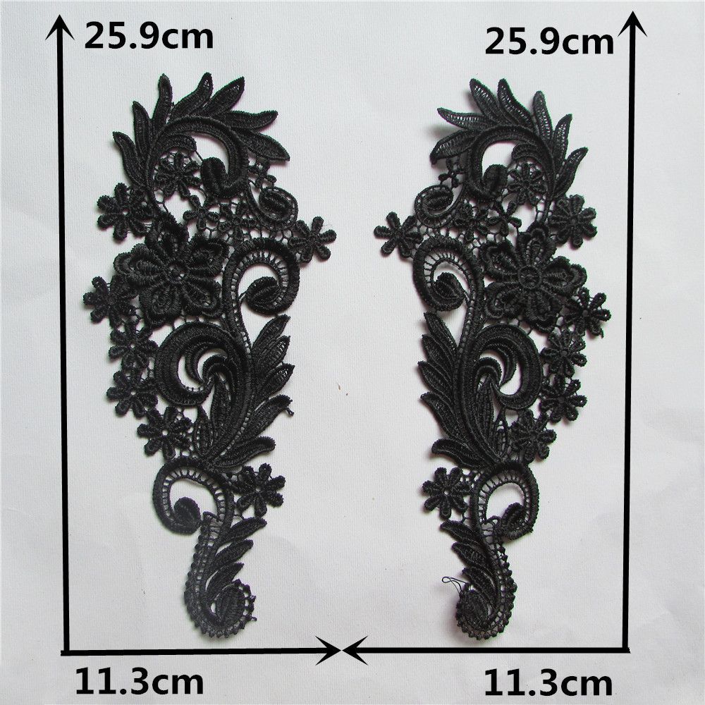 

Black And White I Polyester Embroidery Hollow Water-Soluble Sewing Lace Diy Decoration With Clothing Accessories Collar Accessories Style 259 Black (1 pair)