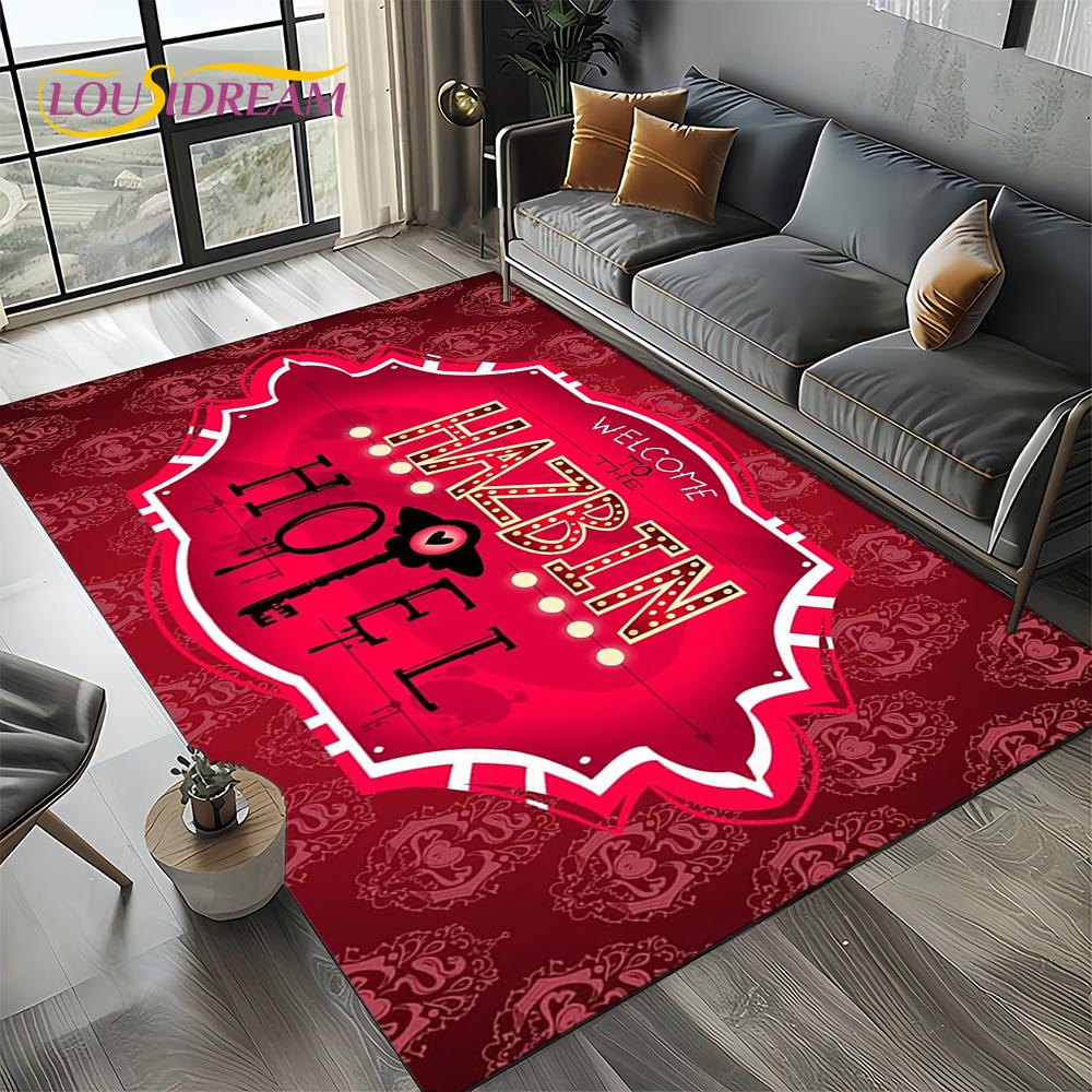 H-Hazbin Hotel Charlie Kreskówkowy Dywanik Dywan do Sypialni Salonu Dekoracja Domowa Sofa, Dekoracja do Zabawy dla Dzieci Mata Podłogowa Prezent